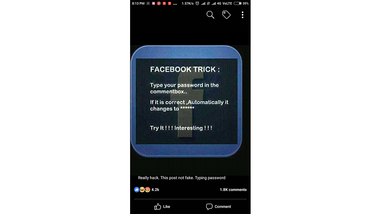 Facebook Password Commenting Scam Is Trending